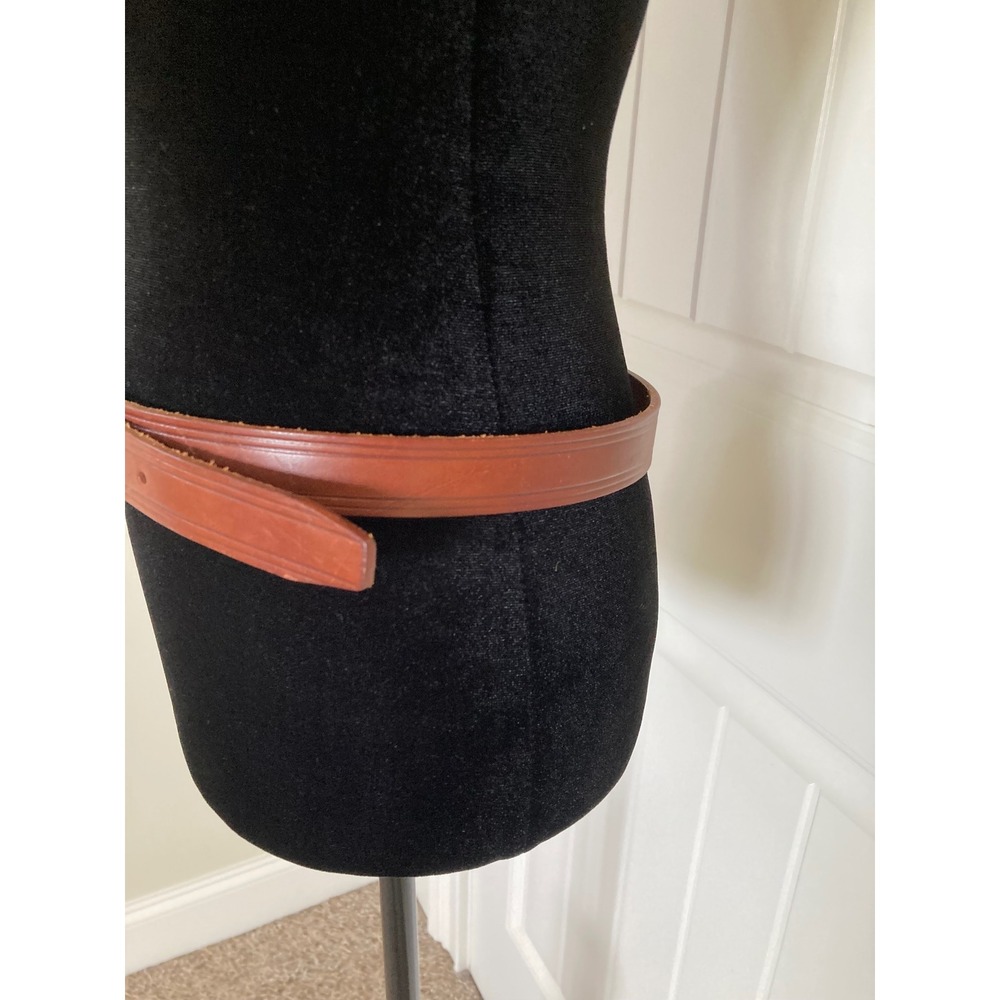 Lauren Ralph Lauren Brown Italian Leather Belt Brass Buckle LRL Logo Cognac L - Picture 6 of 12